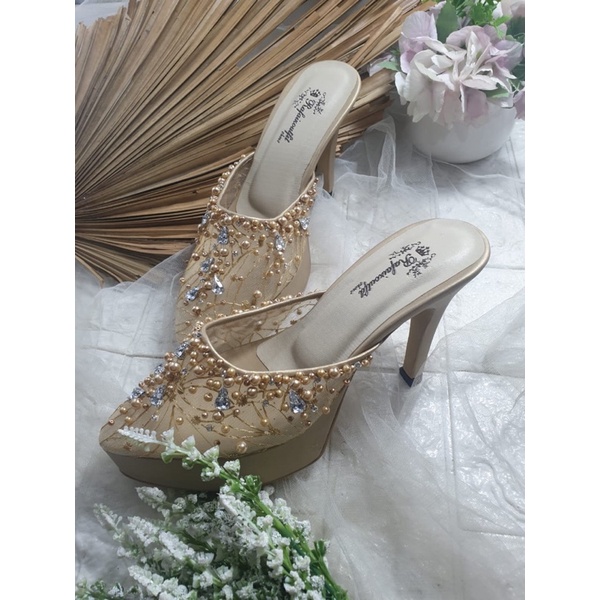 sepatu sintya gold tnggi 10cm lancip