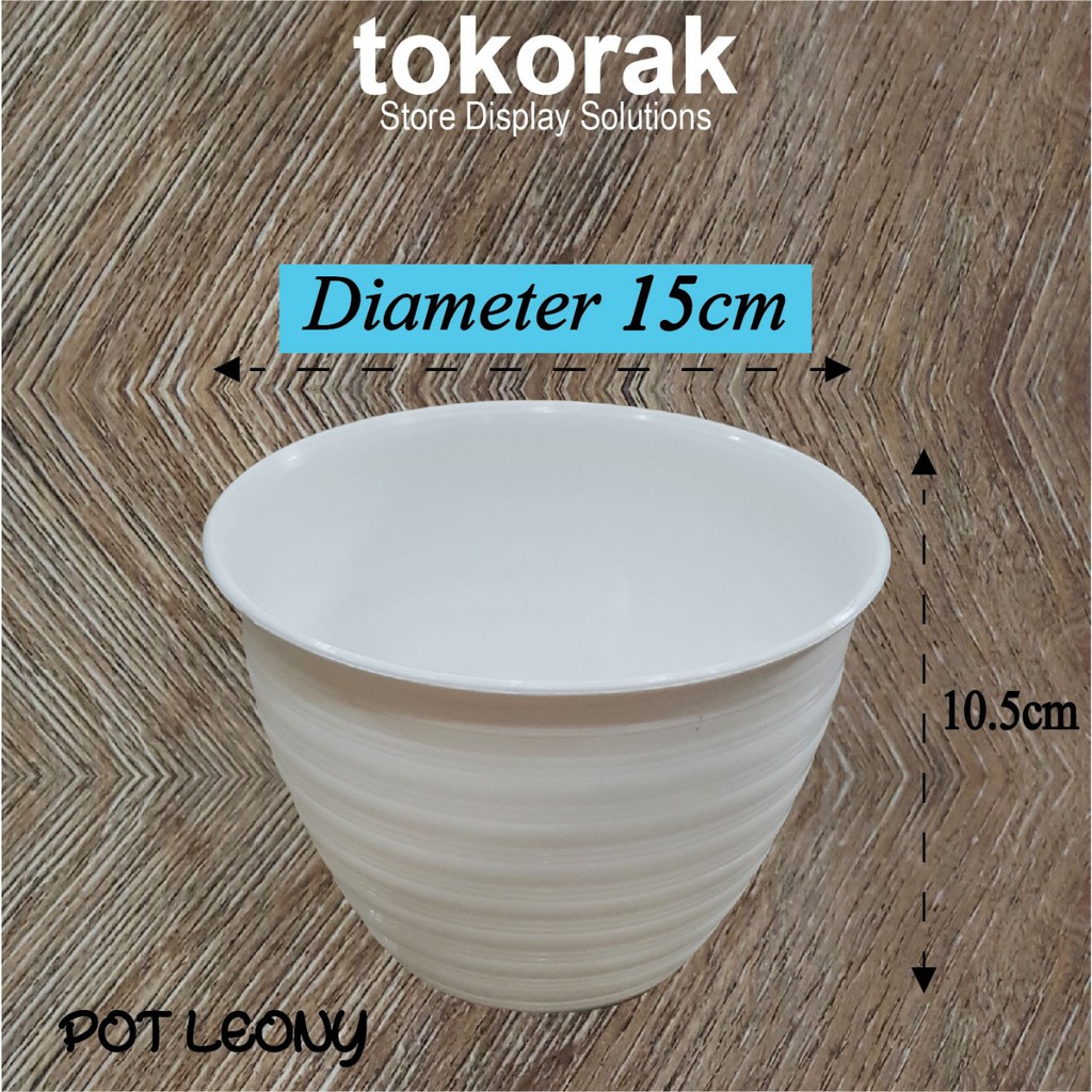  POT  BUNGA LEONY 15 CM PLASTIK  PUTIH TAWON  PIRUS TIRUS 