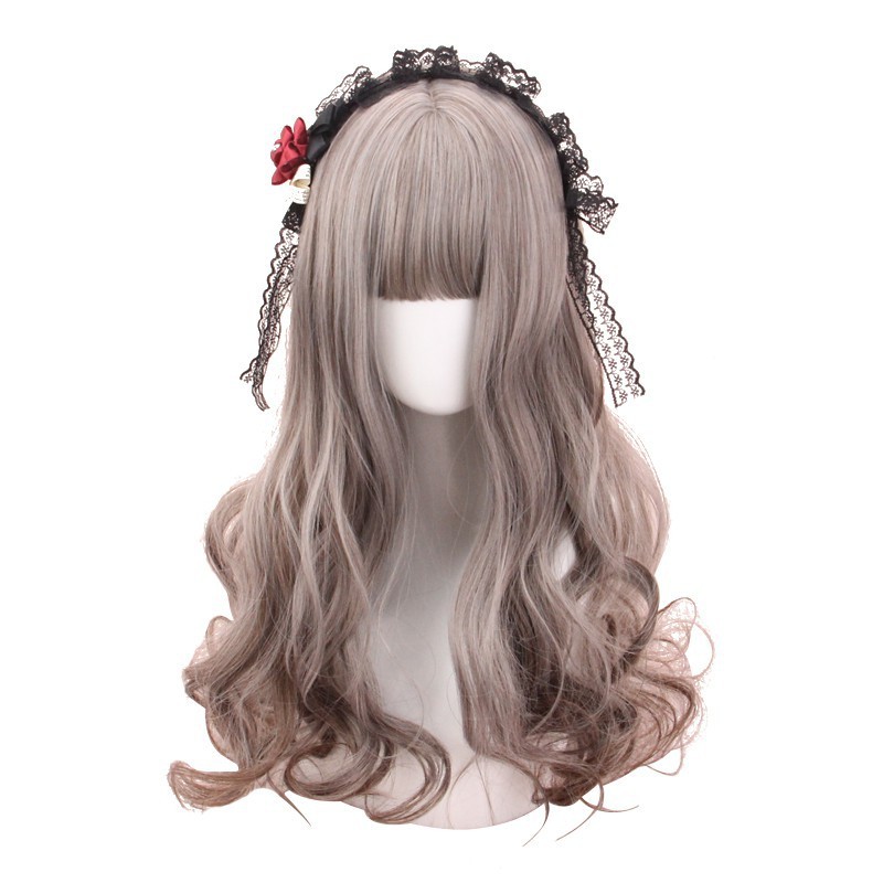 LOL-150 wig rambut palsu daily korea kpop panjang wavy ash brown