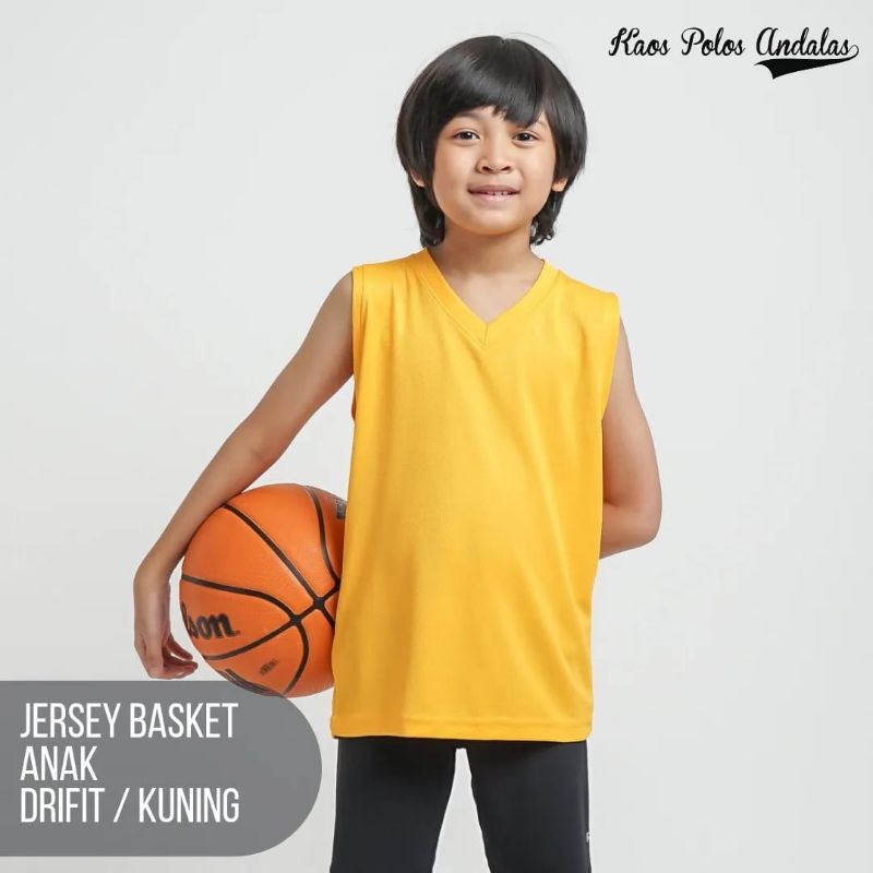 Jersey Basket Anak Polos Bahan Drifit Baju Olahraga Anak Tanpa Lengan