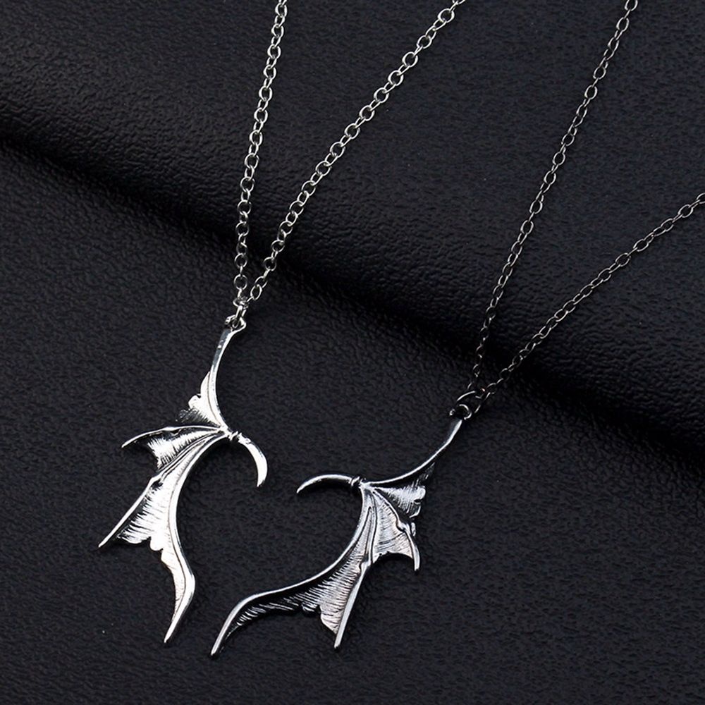 SKJK  Creative Best Friends Necklace Simple Dinosaur Necklace Couple Clavicle Chain Friends Gift Korean Gothic Alloy Hip Hop Cartoons Wing Shape