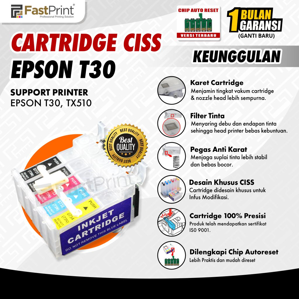 Fast Print Cartridge Ciss Infus Printer Epson T30 TX510