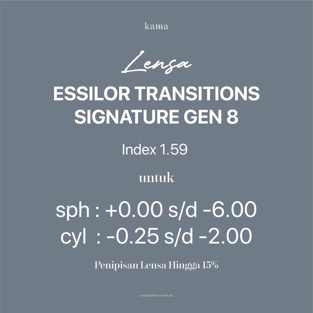 Lensa Essilor Crizal Transitions Signature GEN 8