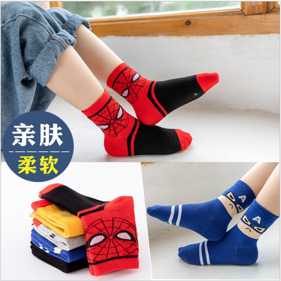 Chubby Glory SC2122 Kaos kaki anak motif karakter Spiderman ukuran PAUD /TK &amp; SD kaos kaki anak laki laki perempuan bahan bagus termurah kaki anak 1-12tahun Import Kaos Kaki Anak Lucu