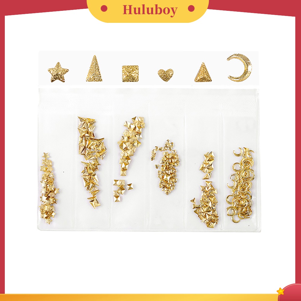 Huluboy Huluboy♡ Hiasan Kuku Bentuk Bulanbintang Hollow Bahan Metal Untuk DIY Nail Artmanicure