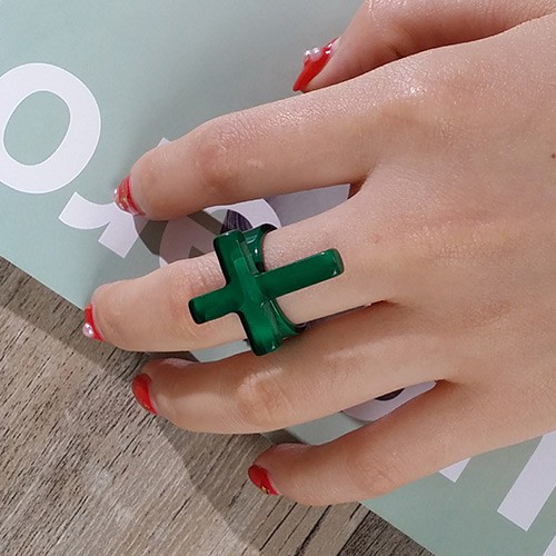 LRC CincinFashion Cross Decorated Simple Design Resin Korean Rings