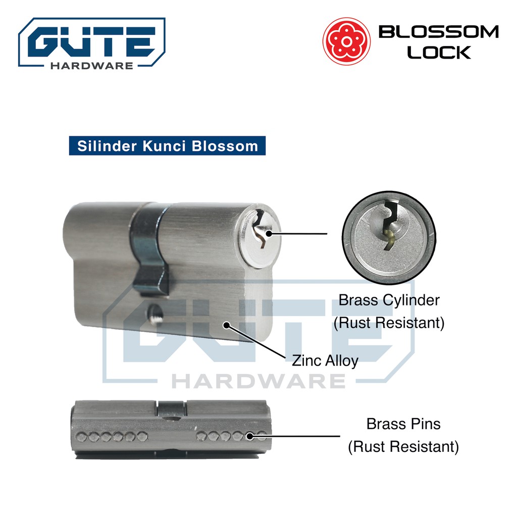 SILINDER / LUBANG KUNCI PINTU BESAR (KUNCI BIASA) MERK BLOSSOM UK BESAR 60 MM