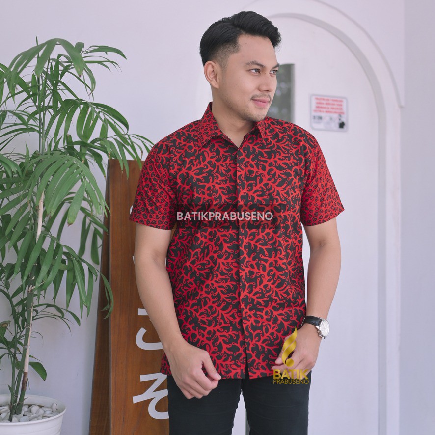 HARUMERA LENGAN PENDEK KEMEJA BATIK PRIA KAIN ATASAN COUPLE BAJU COWOK JUMBO MODERN PREMIUM 2021