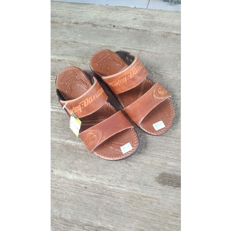 sandal kulit asli slip-on HR 2 coklat nyaman dipakai