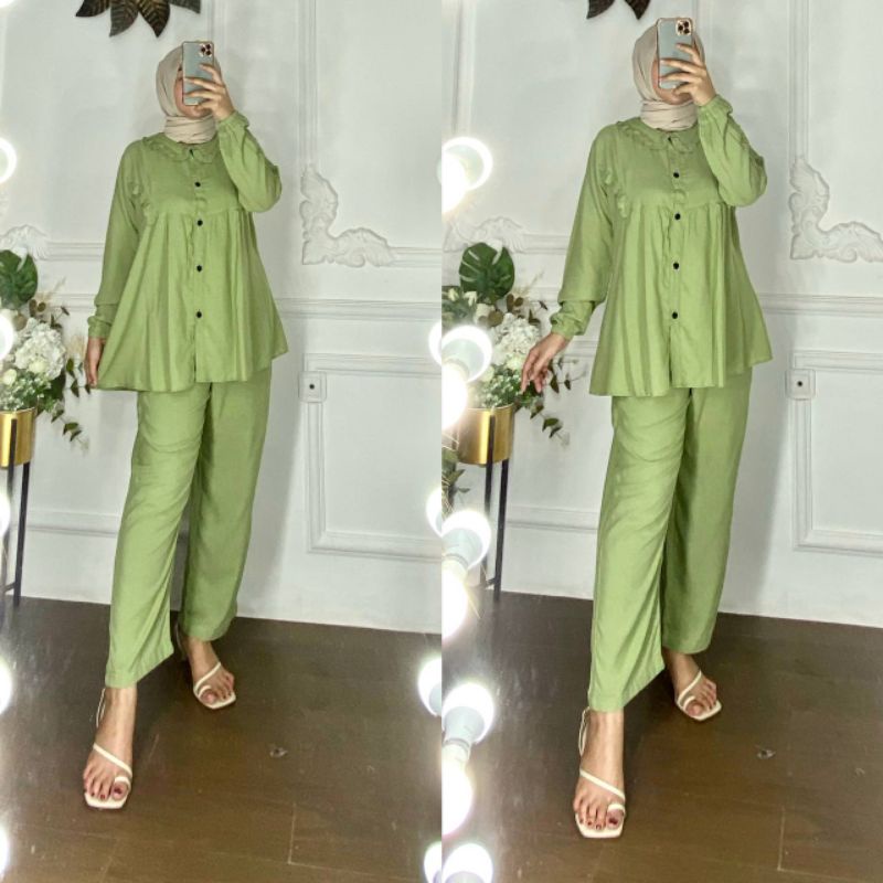 SETELAN WANITA POLOS RAYON KIRANA ONE SET