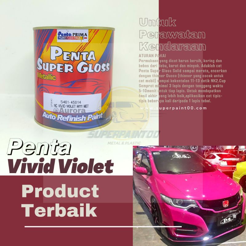 (FreeOngkir) Cat Pink Vivid Violet Penta Super Gloss Magenta Pink 1Kg Penta Ping Metalik Metalic