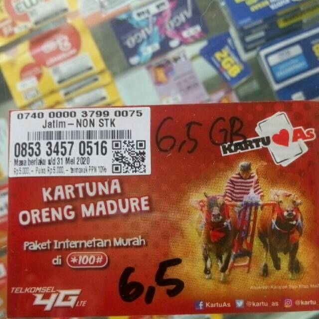 Perdana Telkomsel 6,5GB Mojokerto Area