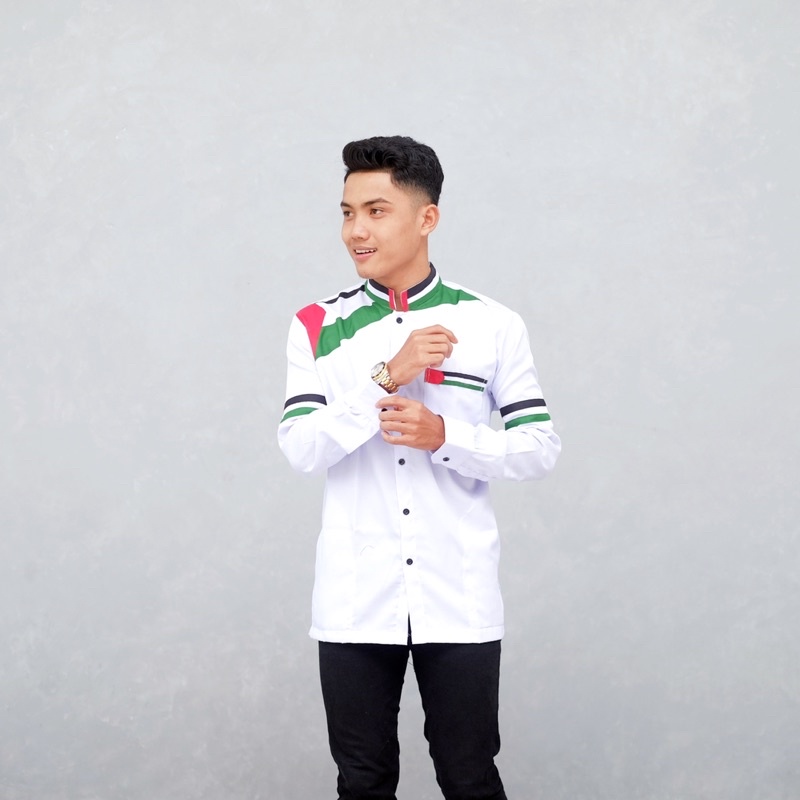 Baju Koko Pria Lengan Panjang Motif Palestina Klasik Premium Original