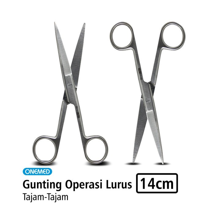 Gunting Operasi Lurus 14cm Stainless Steel Tajam-Tajam OneMed OJ