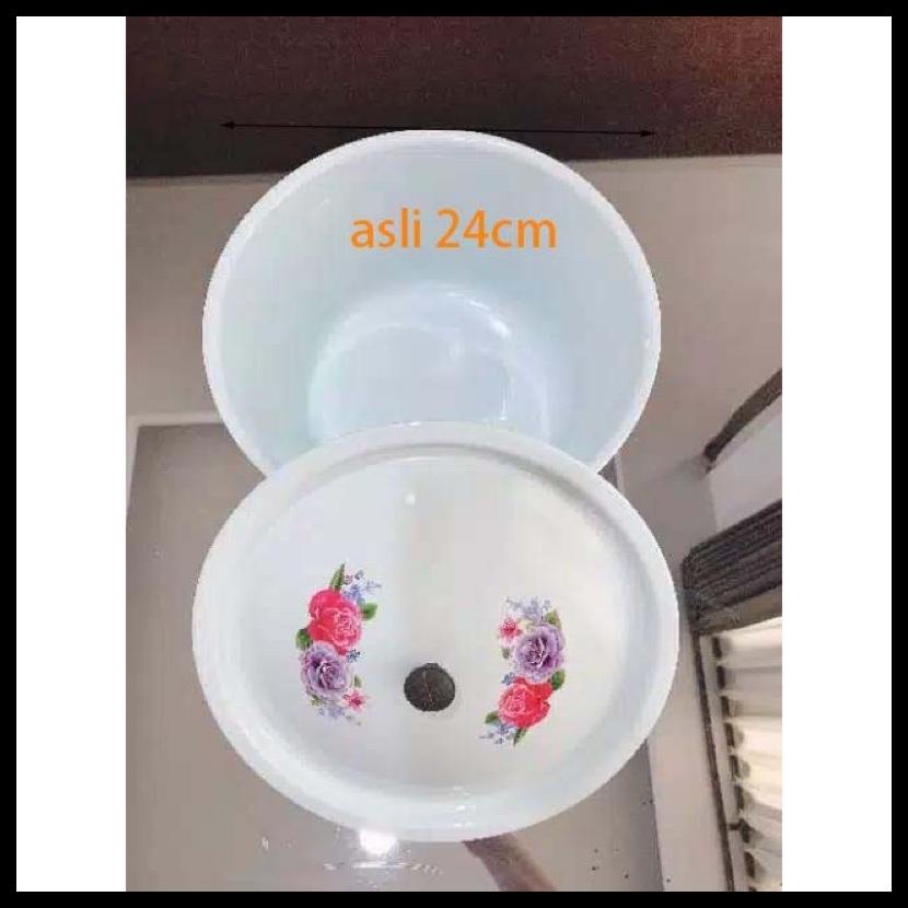 [1000Gr] T504 | Baskom Tutup 24 Cm Baskom Enamel / Mangkok Sayur Sop Stainless Enamel