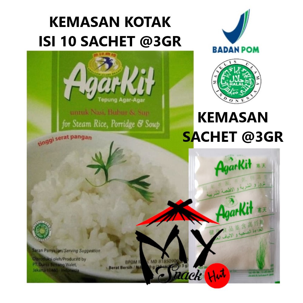 AGARKIT SACHET 3GR - TEPUNG AGAR UNTUK NASI BUBUR SUP - BUBUK AGER SERAT PANGAN POWDER HALAL MUI