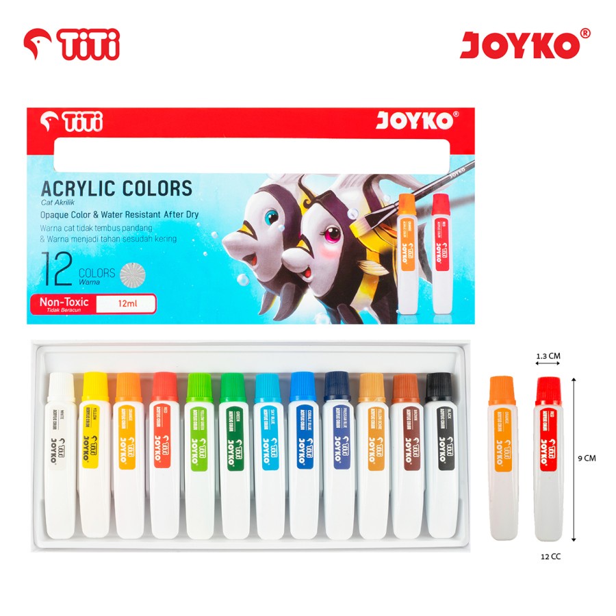 Acrylic Colors Cat Akrilik JOYKO TiTi 12 warna ACC-12ML-12