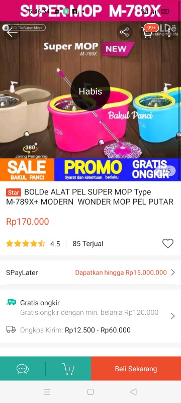 Bolde Alat Pel Super Mop Type M-789x+ Modern  Wonder Mop Pel Putar Otomatis