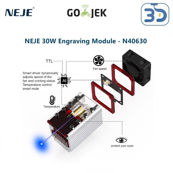 Original NEJE N40630 Laser Module Kit Engraving Machine 30W 450NM