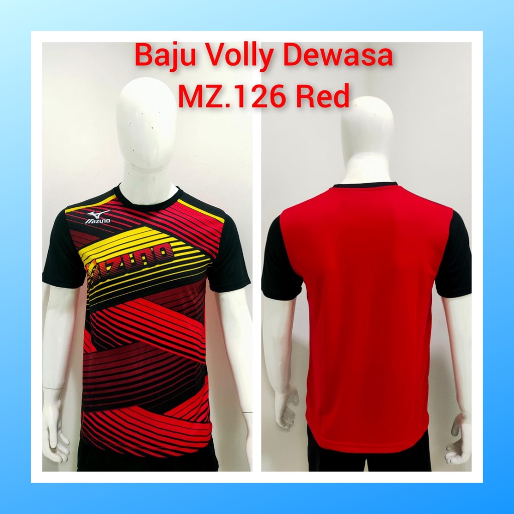 jersey volly pria kaos voli baju bola atasan wanita dewasa t-shirt outfit seragam jarsey kostum olahraga custom pakaian apparel sport jersy volley ball casual jersi suit MZ126 merah