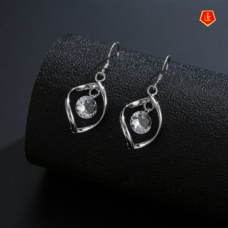 [Ready Stock]Fashion Simple Rotating Single Rhinestone Earrings