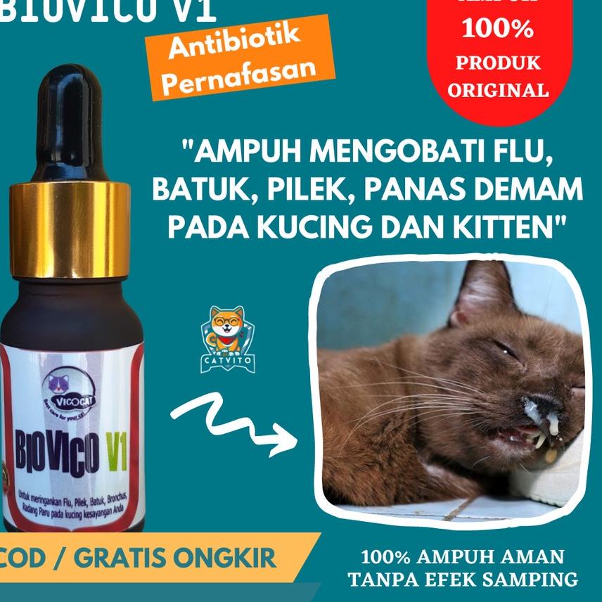 6.6 SALE Obat Kucing Antibiotik Pernafasan Kucing Flu BIOVICO V1 Obat Pilek Batuk Kitten Demam Anak 