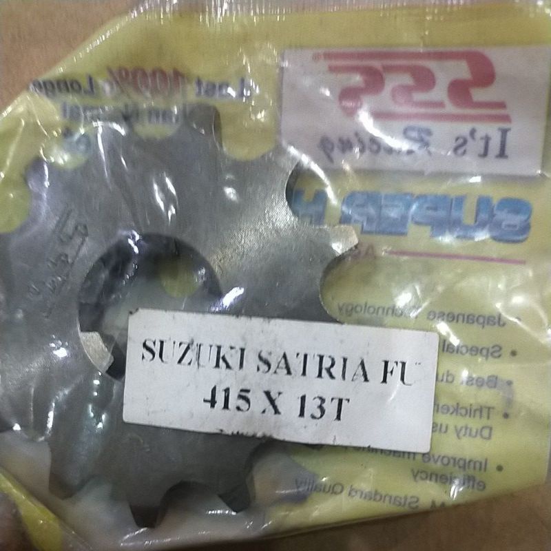 SSS GEAR GER DEPAN 415 JUPITER VIXION R15 MEGAPRO GL CB150R SUPRA SATRIA FU SMASH SHOGUN GIR FRONT SPROCKET-Sss 415x13 Fu.satria