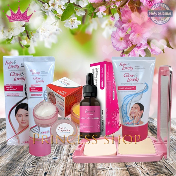 Paket 4in1 fair&lovely plus serum anti acne & Bedak Fair&lovely