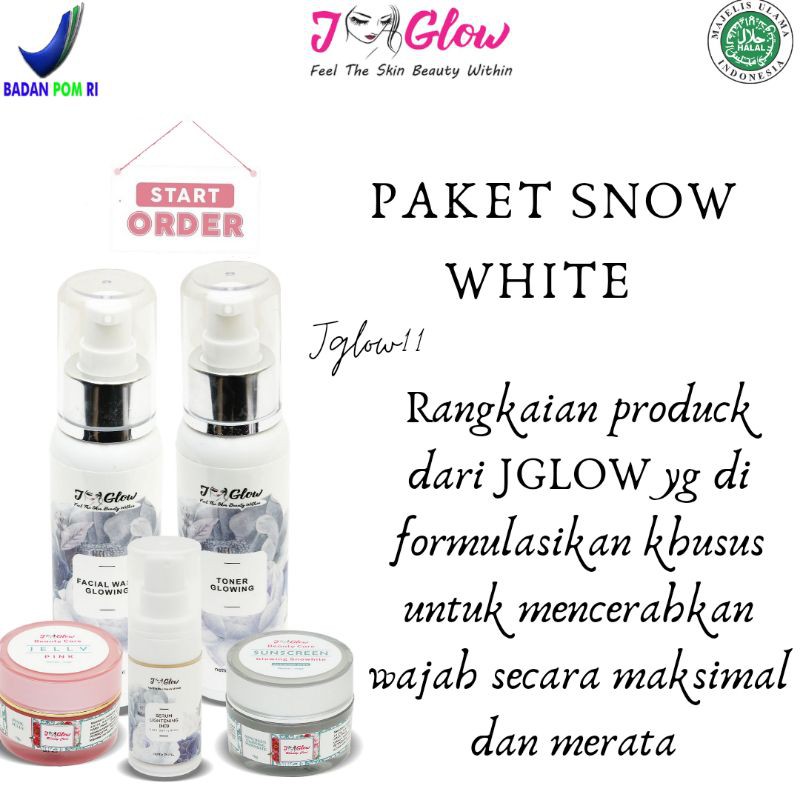SKINCARE JGLOW PAKET SNOW WHITE/PEMUTIH WAJAH/PRODUK KECANTIKAN/BPOM