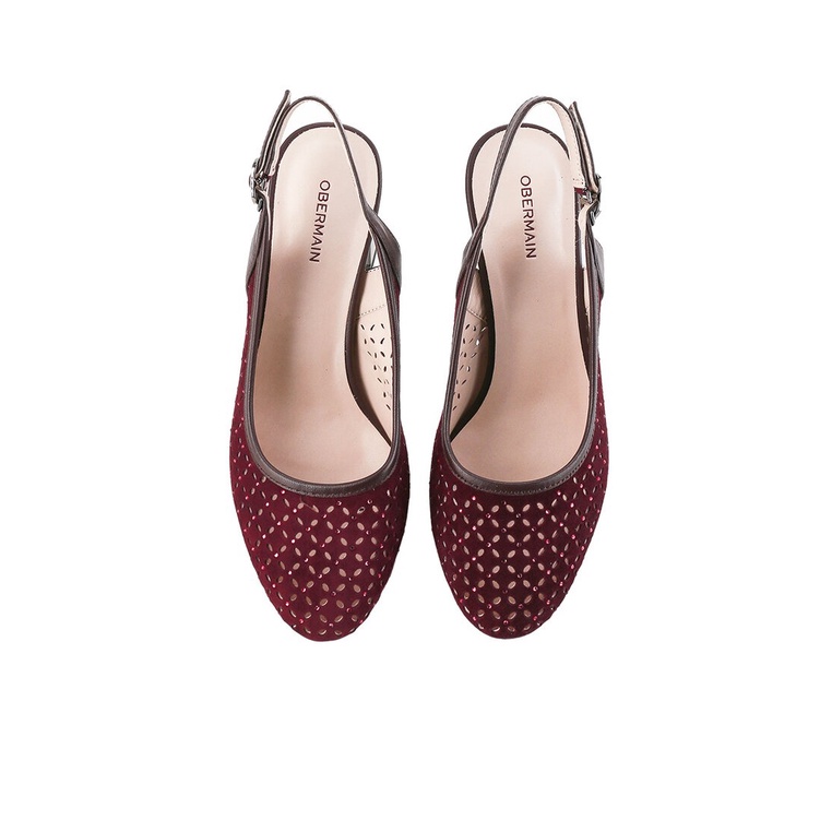 SEPATU SANDAL HEEL KULIT OBERMAIN HEELS WANITA ORIGINAL MAROON OW21