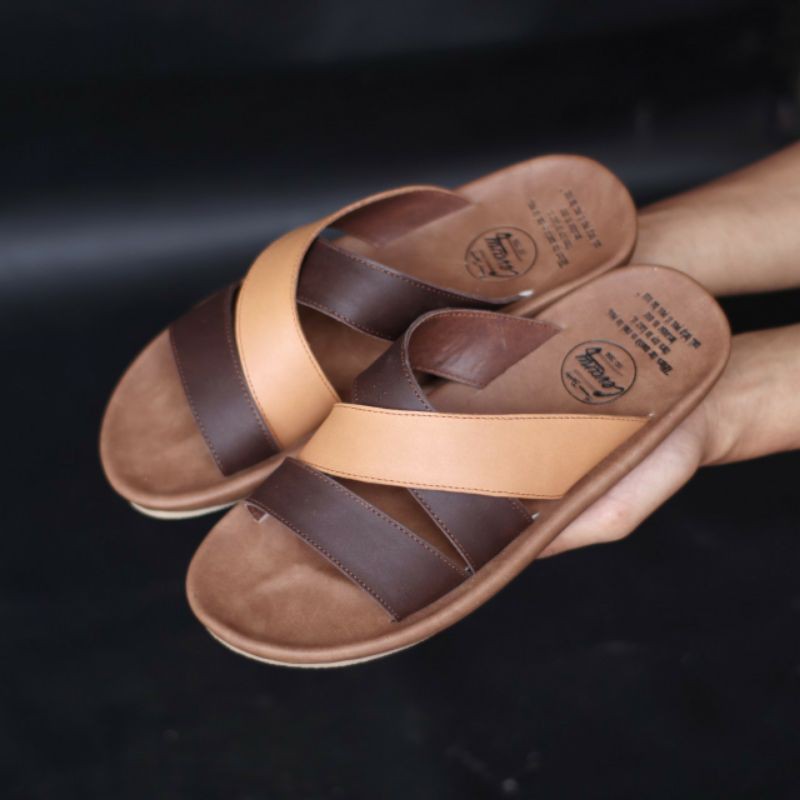 SANDAL KULIT ASLI - CEVANY POLET | Sandal Selop Pria Original Kulit Asli CEVANY POLET