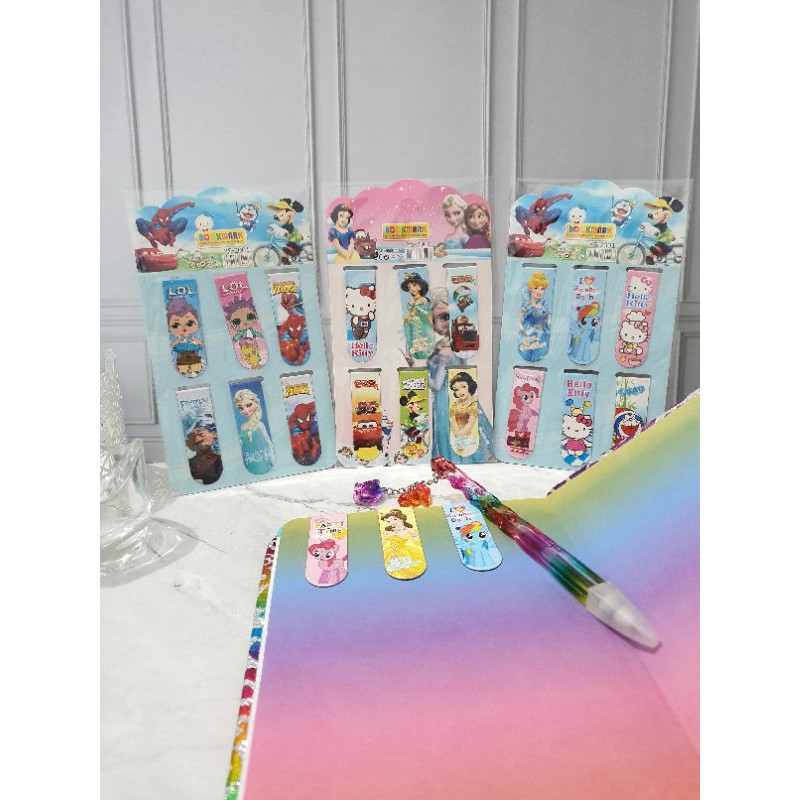 (6pc) pembatas buku magnet/magnetic bookmark/post it magnet-Mix