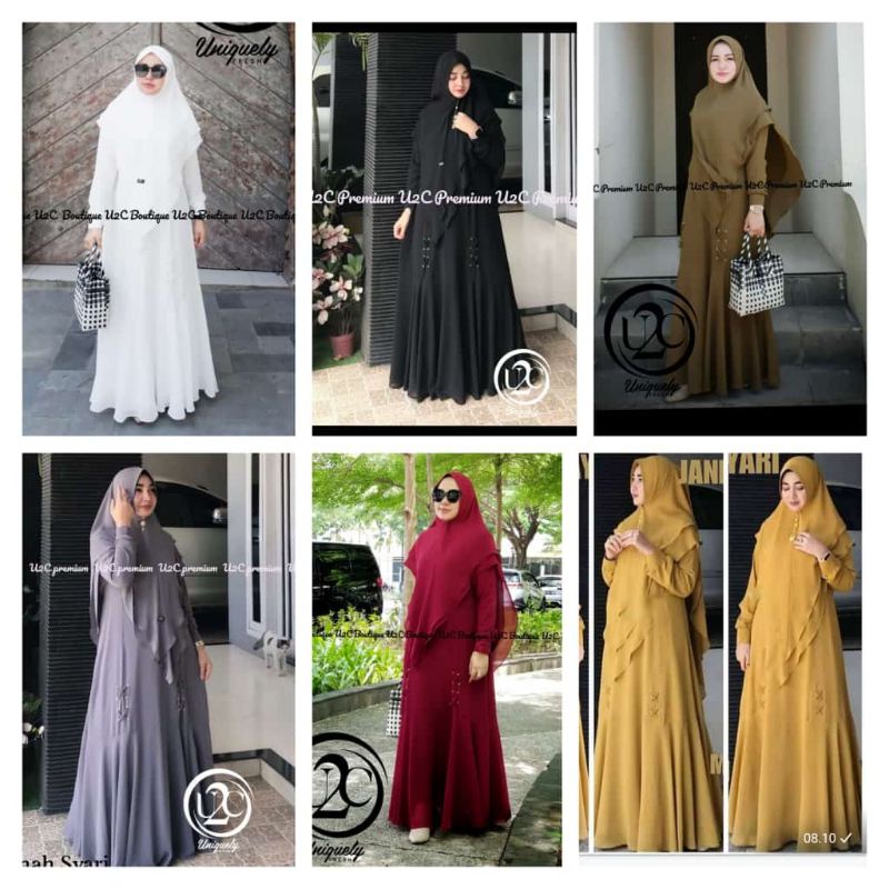 jannah syari by u2c / janah u2c / gamis ceruty Babydoll set khimar