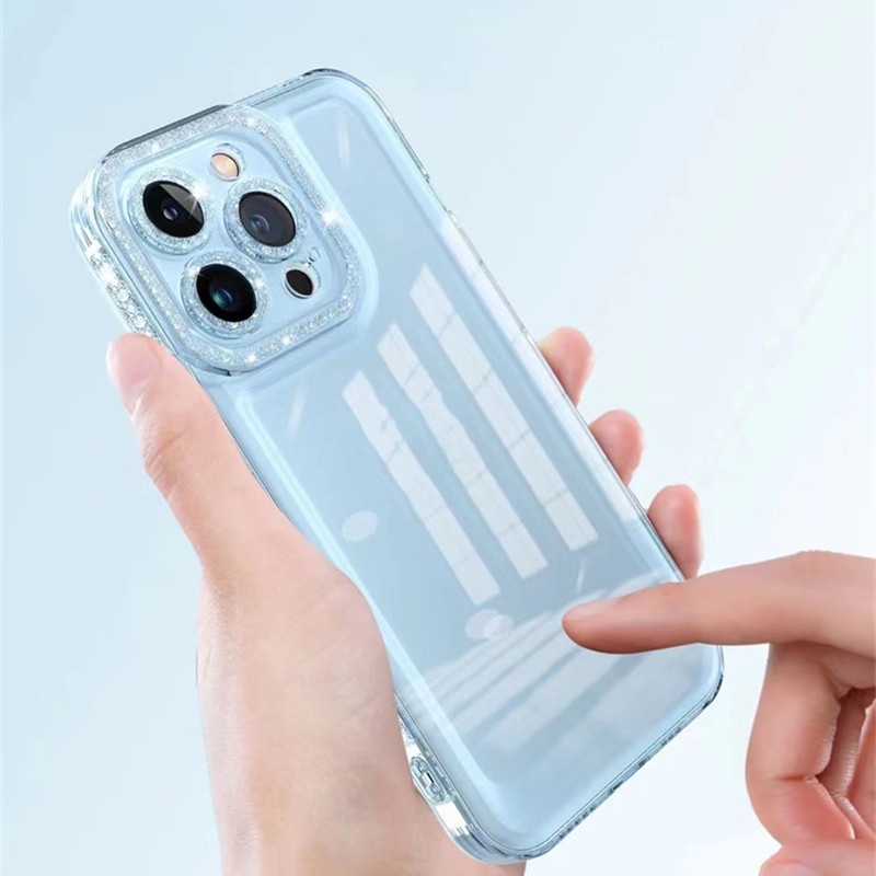 Advanced luxury flash diamond transparent iphone 11 pro max 12 13 pro max X/Xs max XR aesthetic clear TPU shockproof soft shell premium