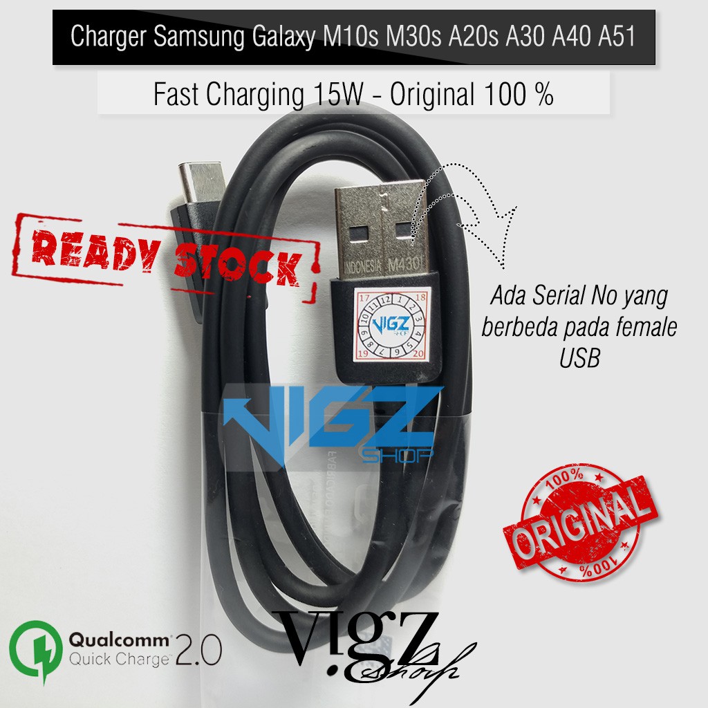 Charger Samsung Galaxy Z Flip3 5G A32 5G M10s M30s A20s A30 A40 A51 Fast Charging 15W Original 100%