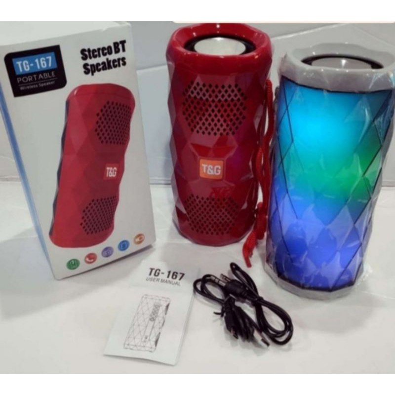 Speaker LED Bluetooth TG-167 Super Bass Speker Wireless Portable