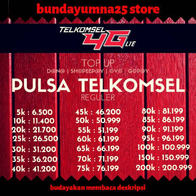 Promo Pulsa Telkomsel Reguler Elektrik 5k 10k 20k 25k 40k Murah 5rb 10rb 20rb 25rb 30rb 35rb 40rb Shopee Indonesia