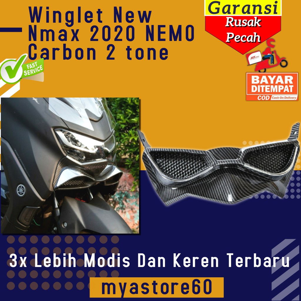 Winglet Aksesoris Variasi Yamaha New Nmax 2020 NEMO Carbon 2 tone Winglet Yamaha Nmax New 2020 2tone