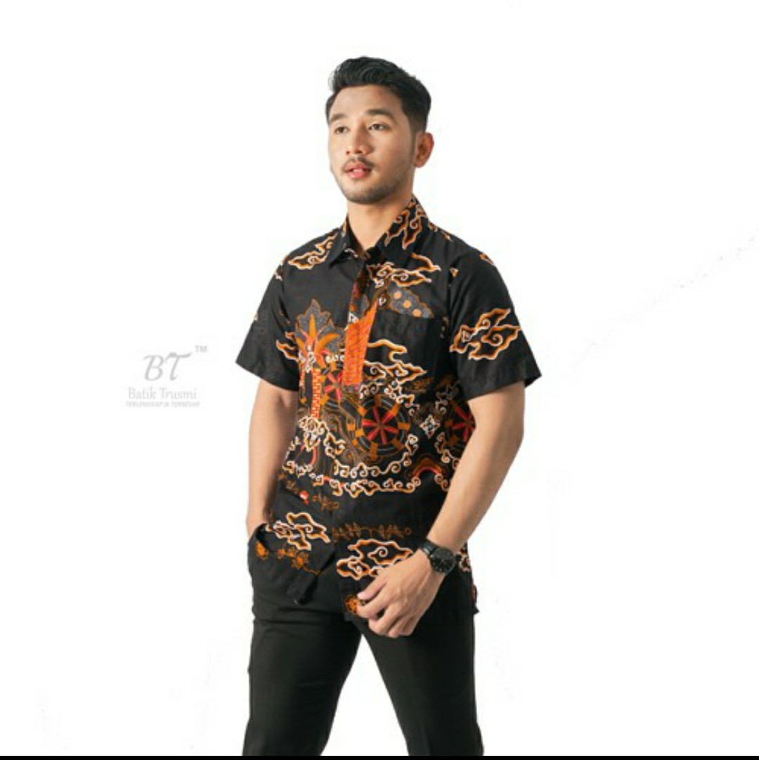 Batik Trusmi Hem Mega Mendung Saiba Lengan Pendek Kratonan Saiba