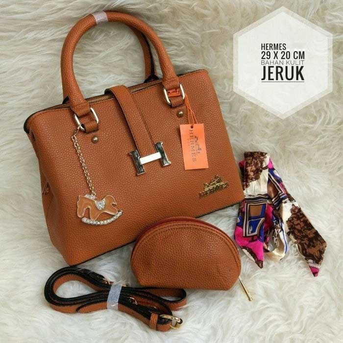 Terbatas Tas Selempang Wanita Branded Real Pict Terbaru HermesTogo Coklat Muda