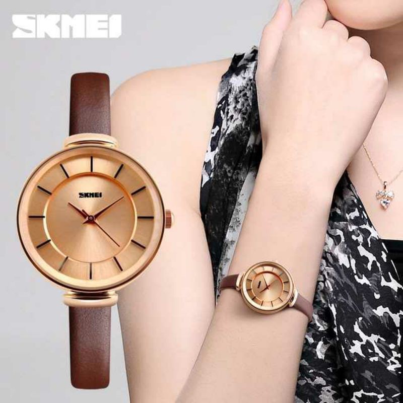 Jam Tangan Wanita Merk Skmei Leathers Original Baterai