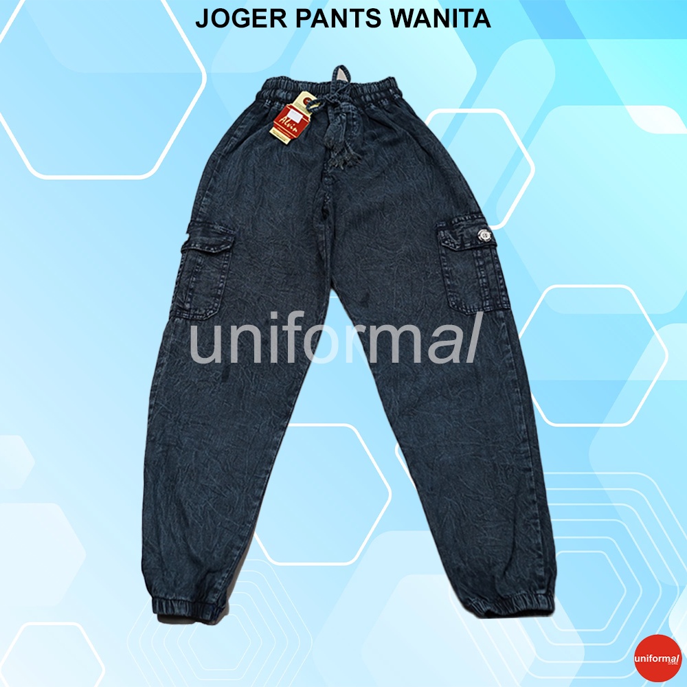 Celana Joger Wanita,  Joger Wanita Kekinian Jeans Korea H&amp;M, Joger Pants Wanita Karet Pinggang Saku Samping