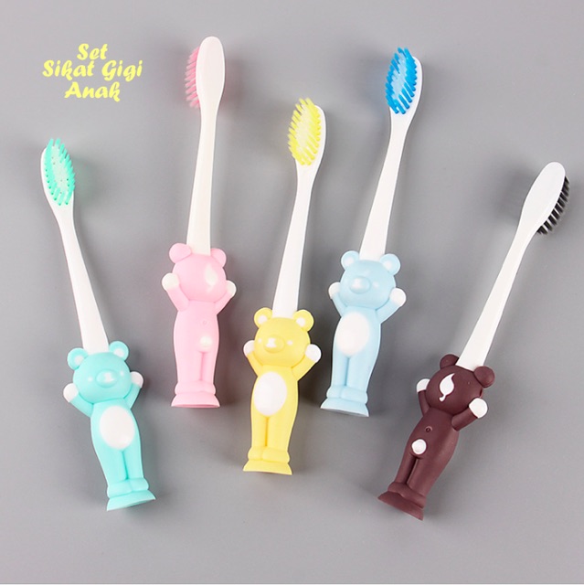 Set sikat gigi anak BEAR ( 1 set isi 4 dengan warna yg berbeda beda)