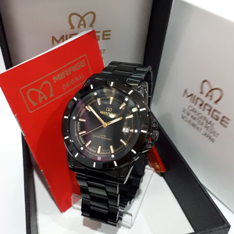 Jam Tangan Mirage 8713 M - L Original Pria Wanita Black