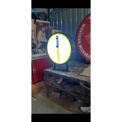 neon box bulat 80cm x 2 sisi