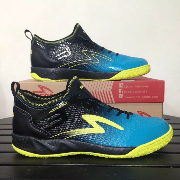 Sepatu futsal specs metasala musketeer black coct blue 400735 original zuki store