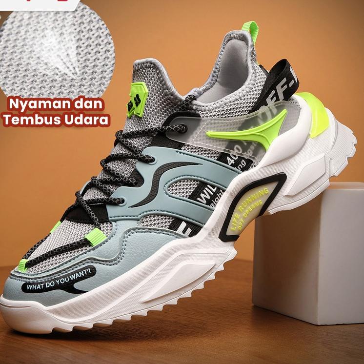 S-66 Keeping Sepatu Sneakers Pria Warna Terang Stabilo Sepatu Running Olahraga Travelling Casual Ker