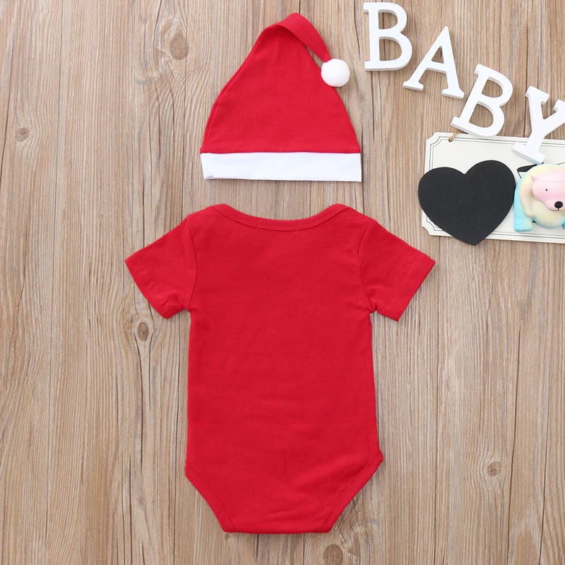 Jumper My First Christmas 2in1 HoHoHo Merry Christmas Ho Ho Ho Natal Romper set Hat 2in1 Baju Bayi Natal Santa Boneka Salju Santa's Little Helper Christmas Jumper Jumpsuit Santa Panjang Pajamas Babymaniashop