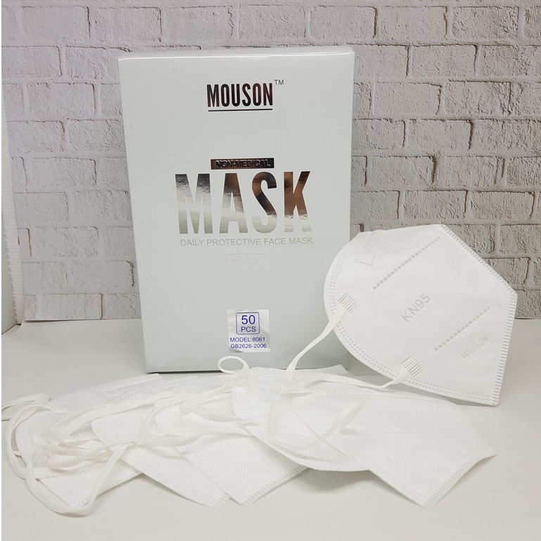 ENZ ® MOUSON MASKER KN95 MOUSON MEDIS GREENBOX EARLOOP WARNA PUTIH PER BOX ISI 50 1136