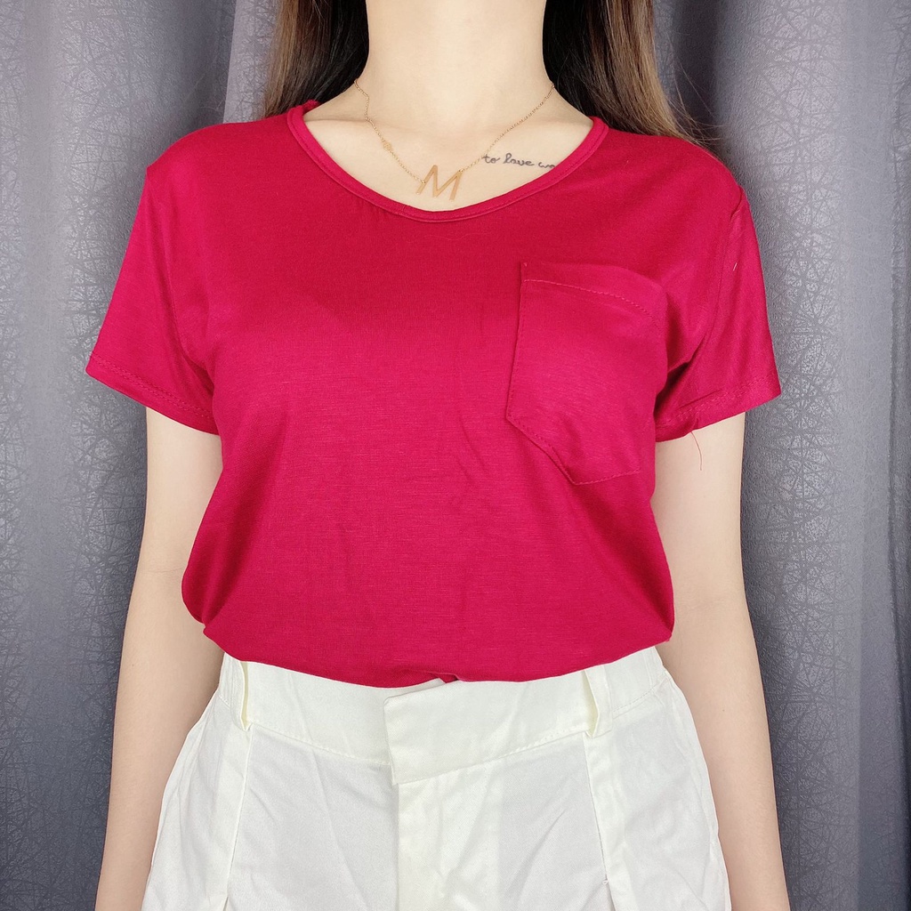 Vimel Collection - Kaos Vneck Pocket / Atasan Wanita Bahan Rayon